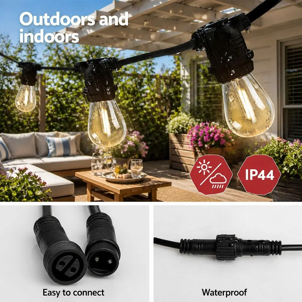 50m Festoon String Lights Warm White Outdoor Garden Wedding Party Decorations