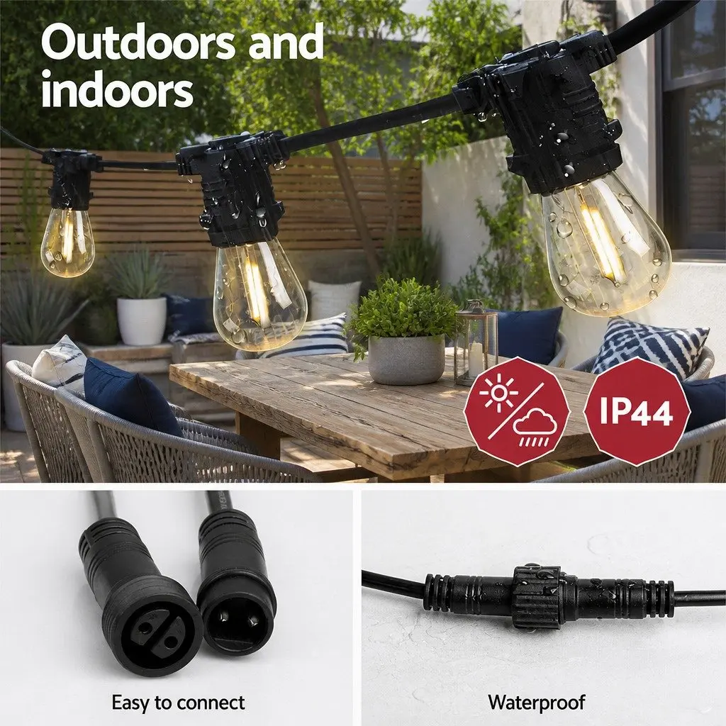 LED Festoon String Lights Outdoor 59m Warm White