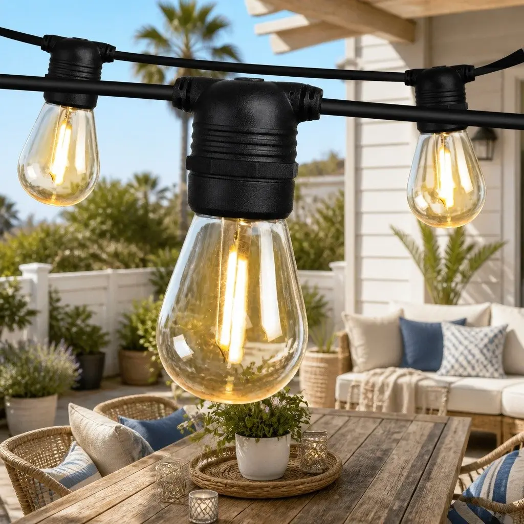 LED Festoon String Lights Outdoor 59m Warm White