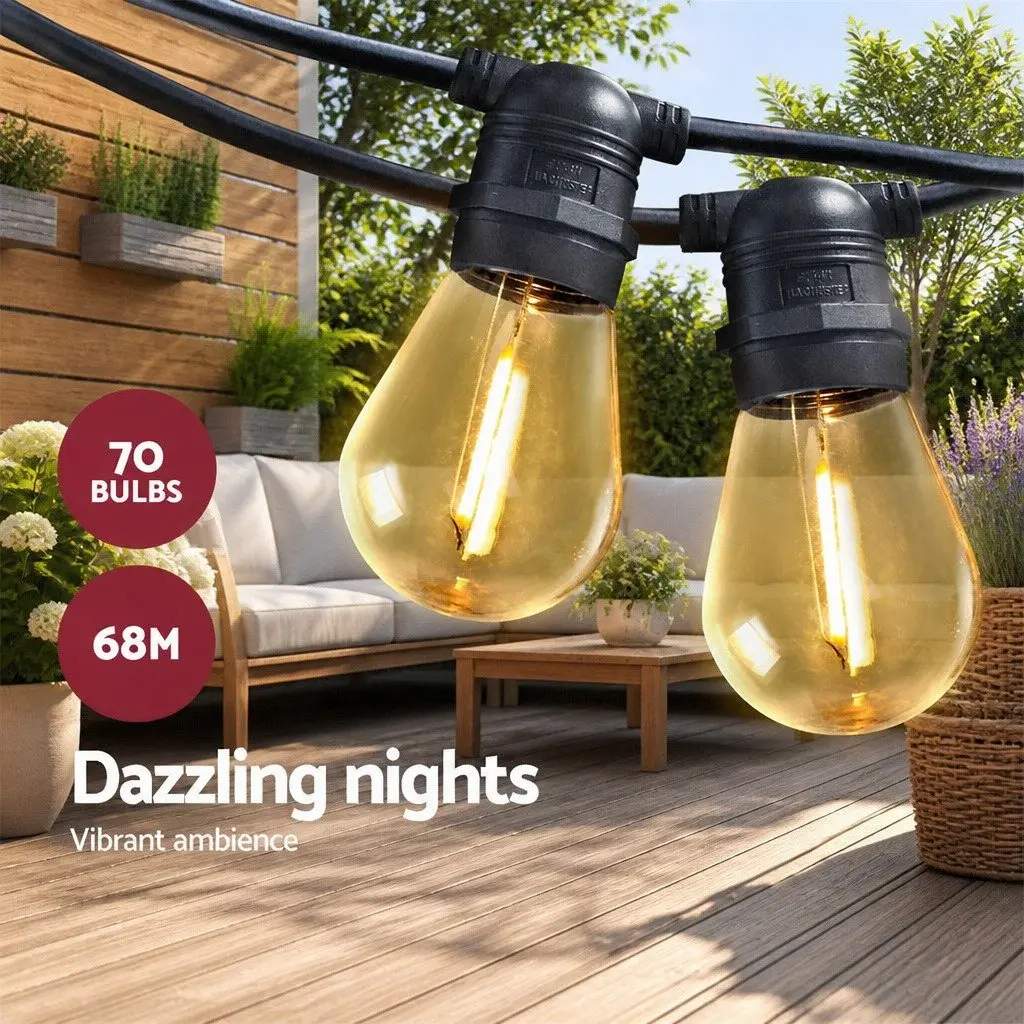 Festoon String Lights LED 68m Warm White Outdoor Garden Wedding Party