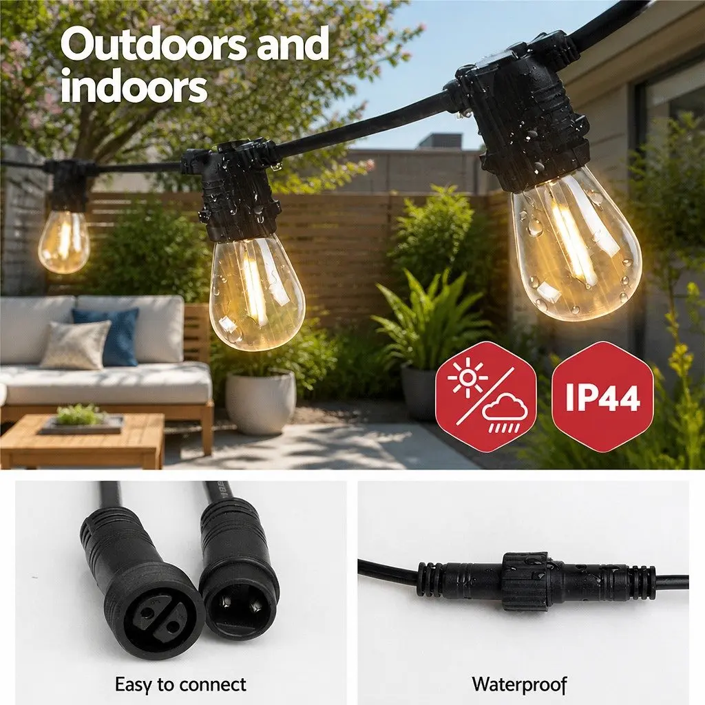 Festoon String Lights LED 68m Warm White Outdoor Garden Wedding Party