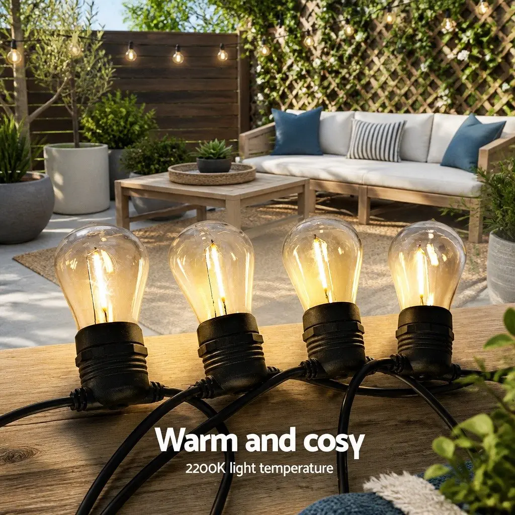 LED Festoon String Lights Warm White 77m Outdoor Garden Party