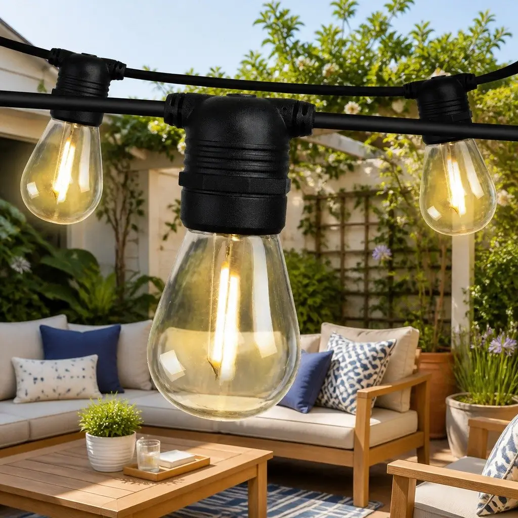 LED Festoon String Lights Warm White 77m Outdoor Garden Party