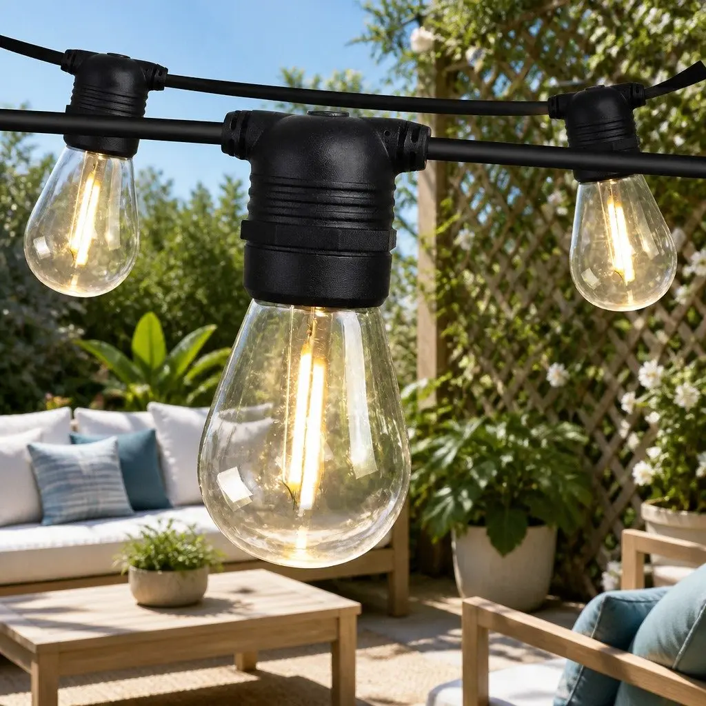 LED Festoon String Lights Warm White 77m Outdoor Garden Party
