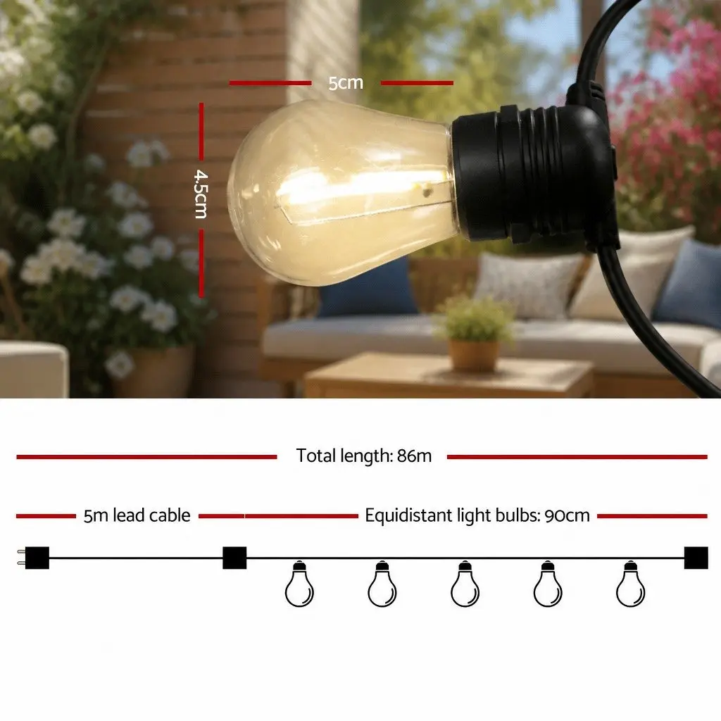 86m Festoon String Lights for Outdoor Use