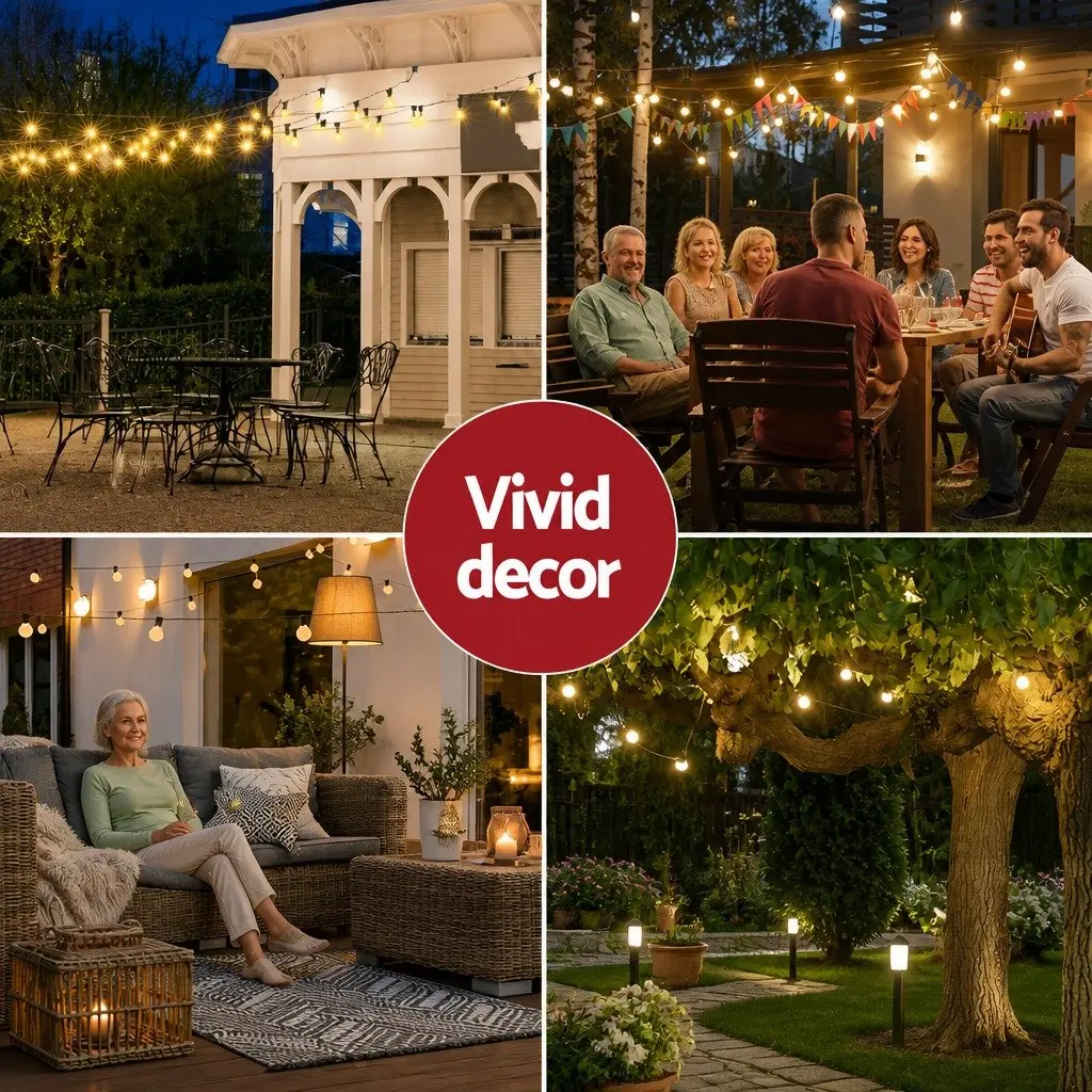 Festoon String Lights 91m Warm White 100 Bulbs Indoor Outdoor Christmas Party