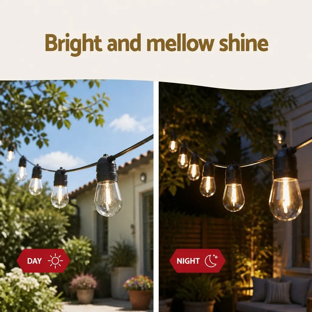 Festoon String Lights 91m Warm White 100 Bulbs Indoor Outdoor Christmas Party