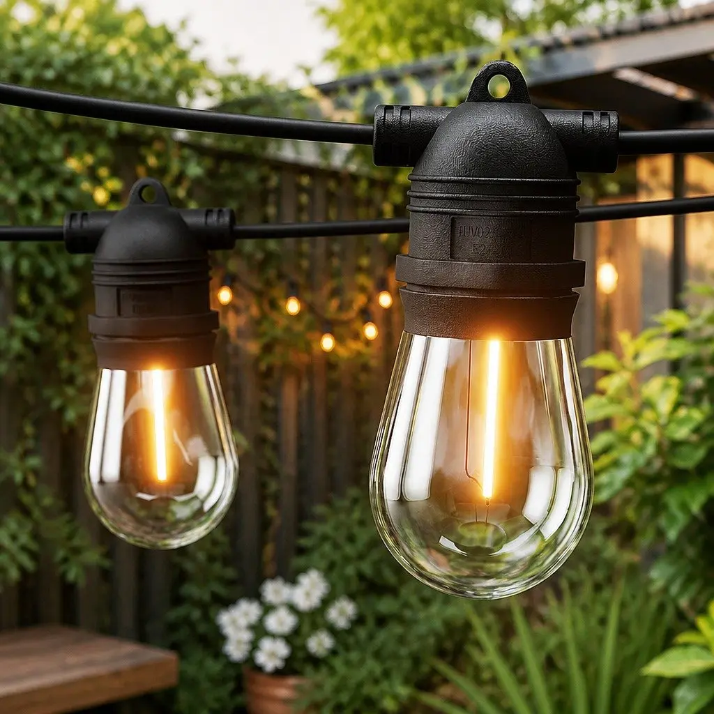 Festoon String Lights Warm White 37m 40 Bulbs Outdoor Indoor