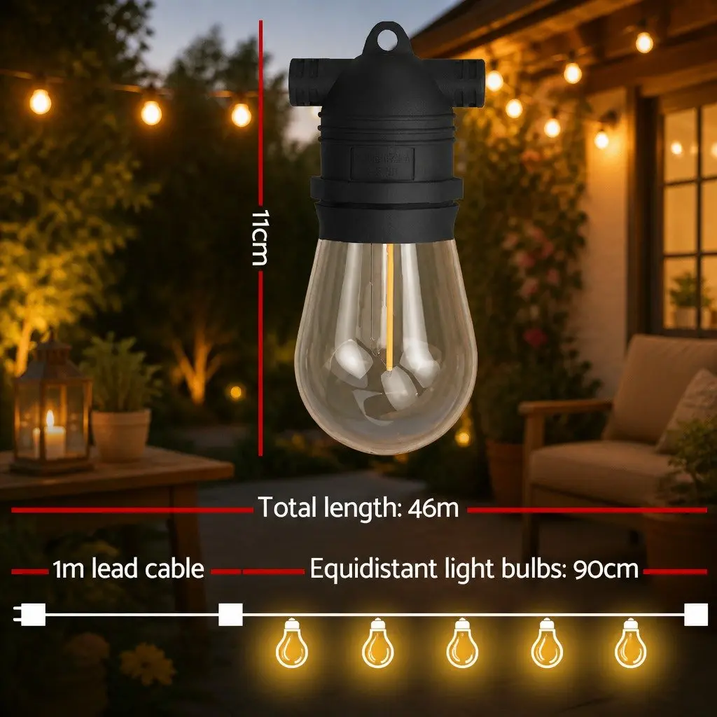 Festoon Lights Warm White 46m String Lights Indoor Outdoor