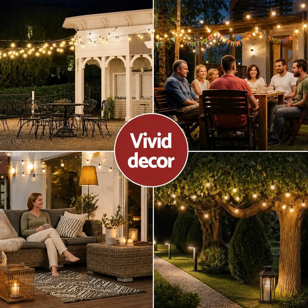 Festoon Lights Warm White 46m String Lights Indoor Outdoor
