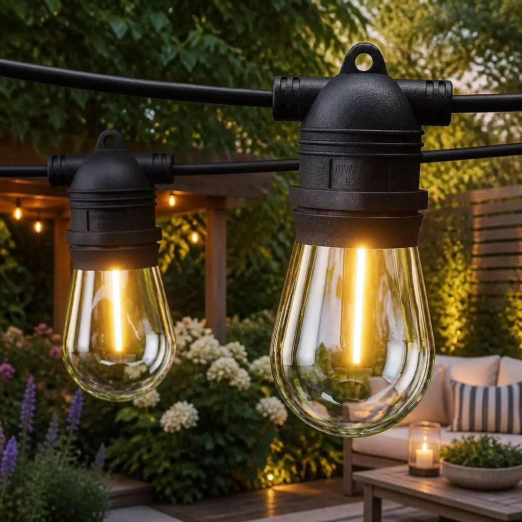 Festoon Lights Warm White 64m Length 70 Bulbs Indoor Outdoor Party Garden Decoration