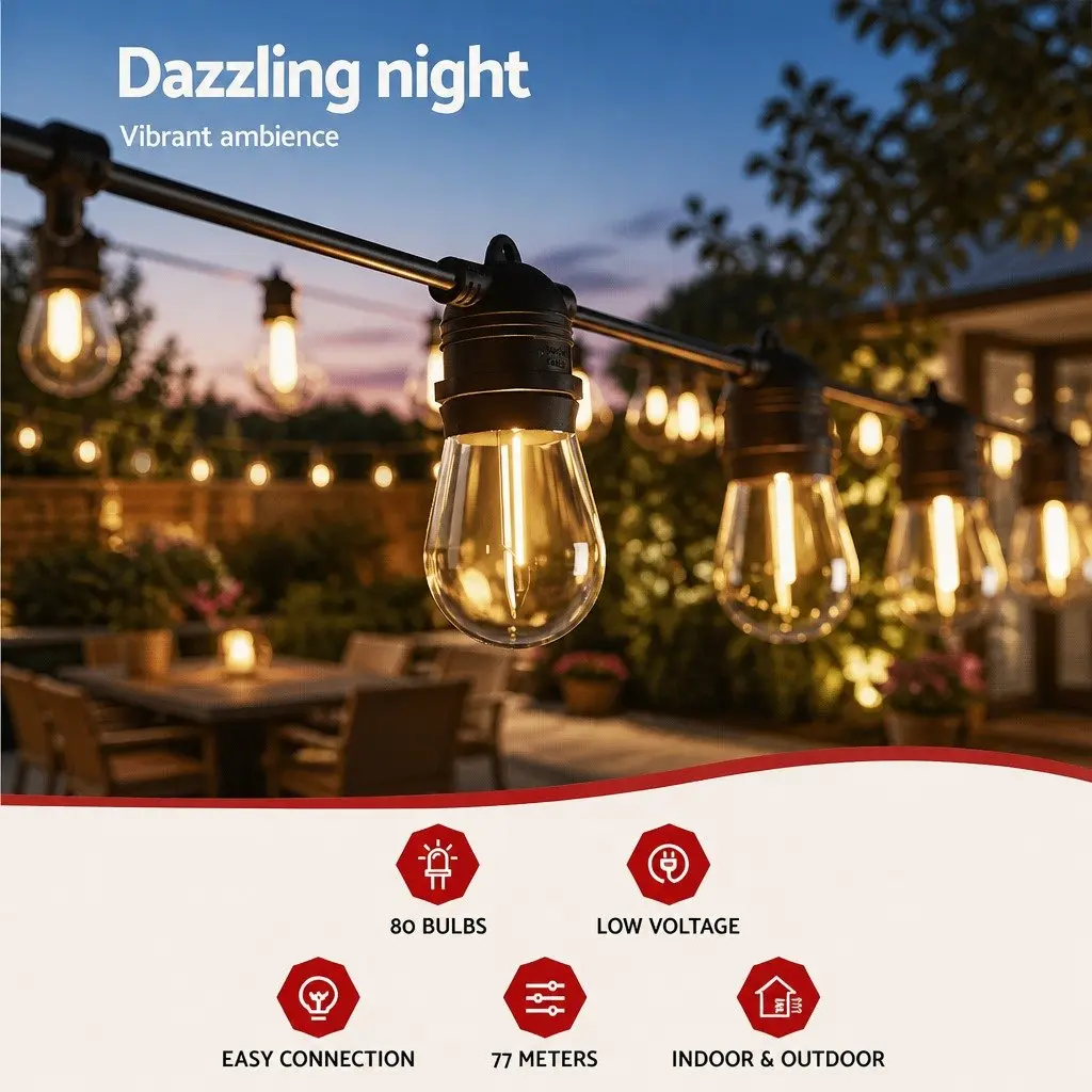 73m Festoon Lights for Home and Gatherings