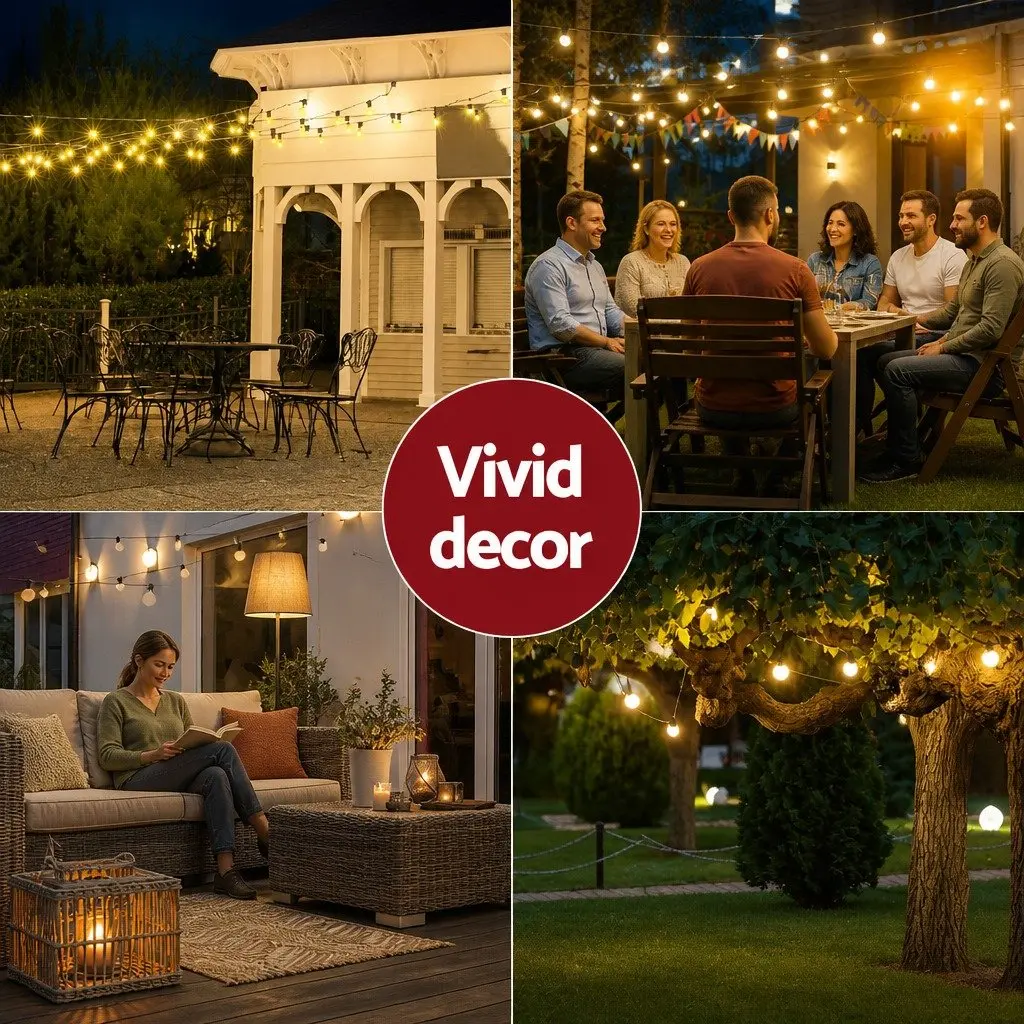 Festoon String Lights Outdoor 82m Warm White 90 Bulbs for Garden Christmas Party