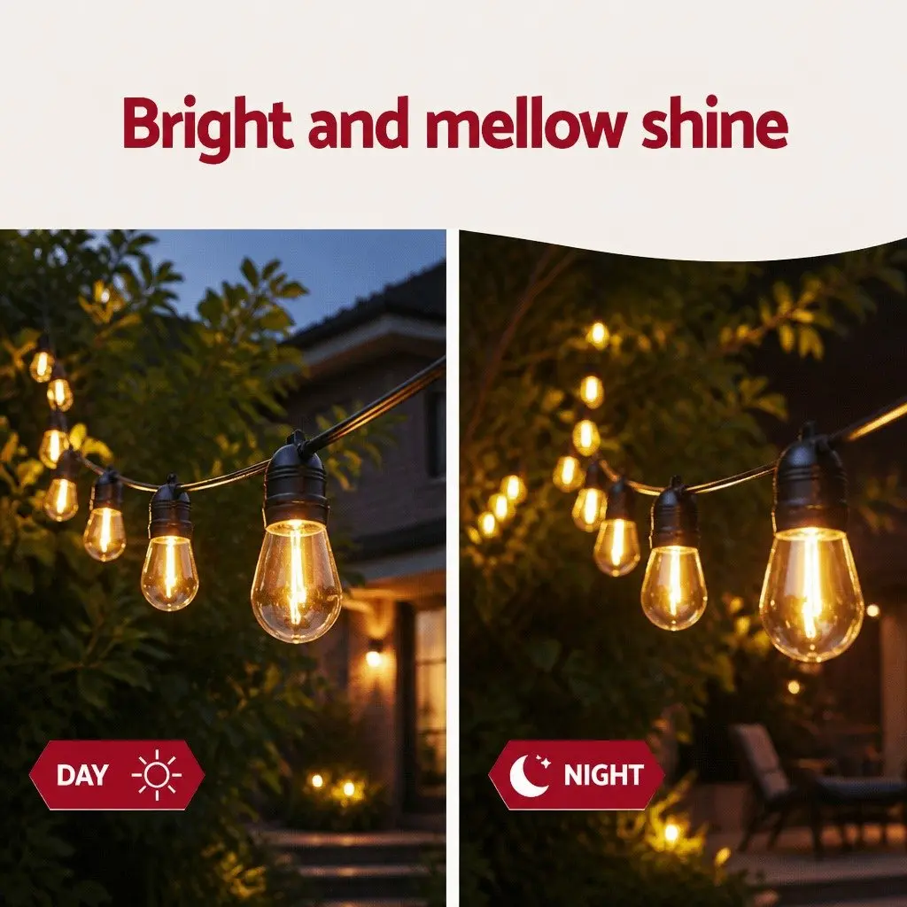 Festoon String Lights Outdoor 82m Warm White 90 Bulbs for Garden Christmas Party