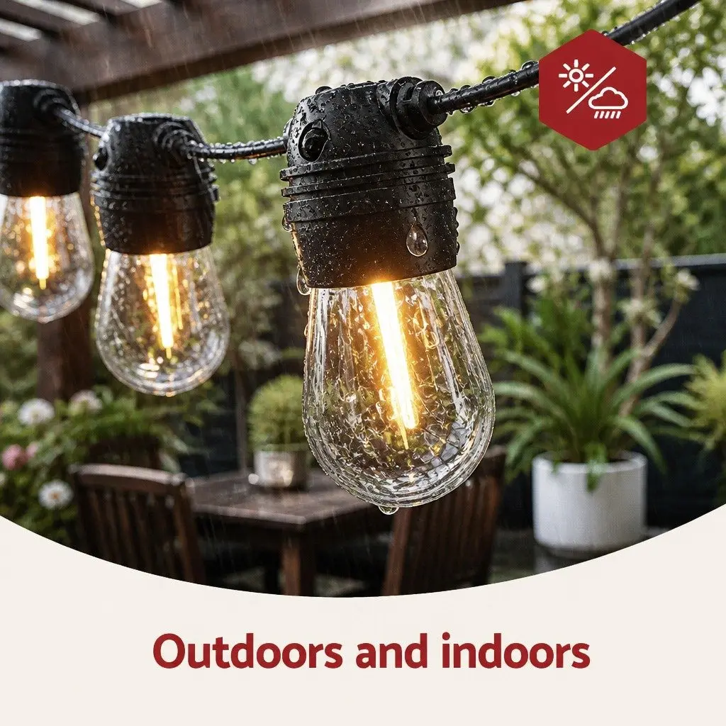 77m Solar Festoon Lights Outdoor LED String Light Warm White Christmas Party