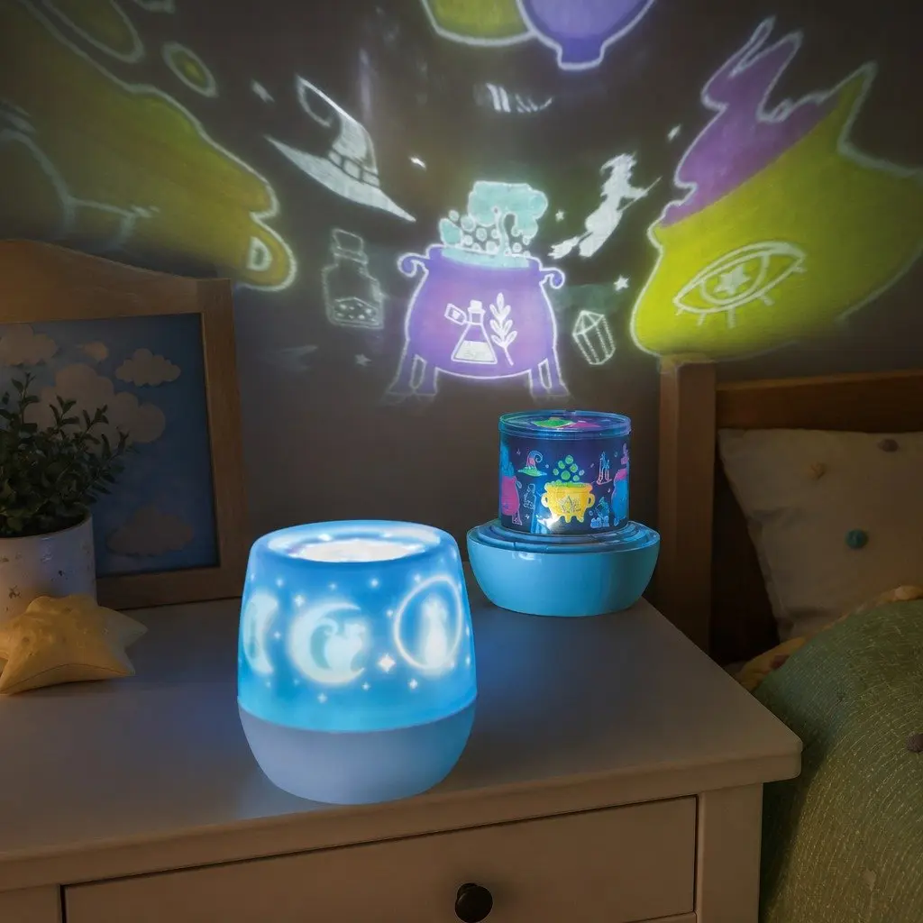 Rotating Projector Light LED 12 cm x 12 cm x 13.5 cm Kids Bedroom Stars Moons