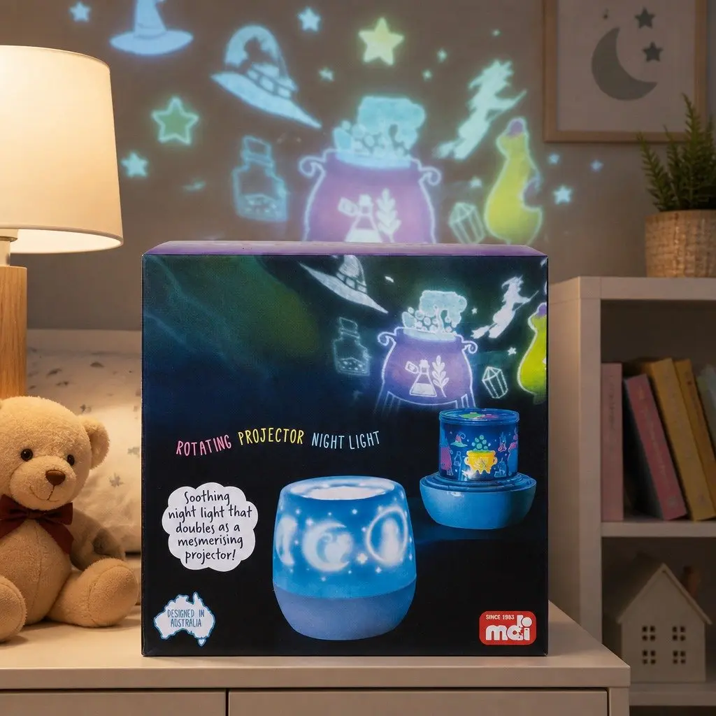 Rotating Projector Light LED 12 cm x 12 cm x 13.5 cm Kids Bedroom Stars Moons
