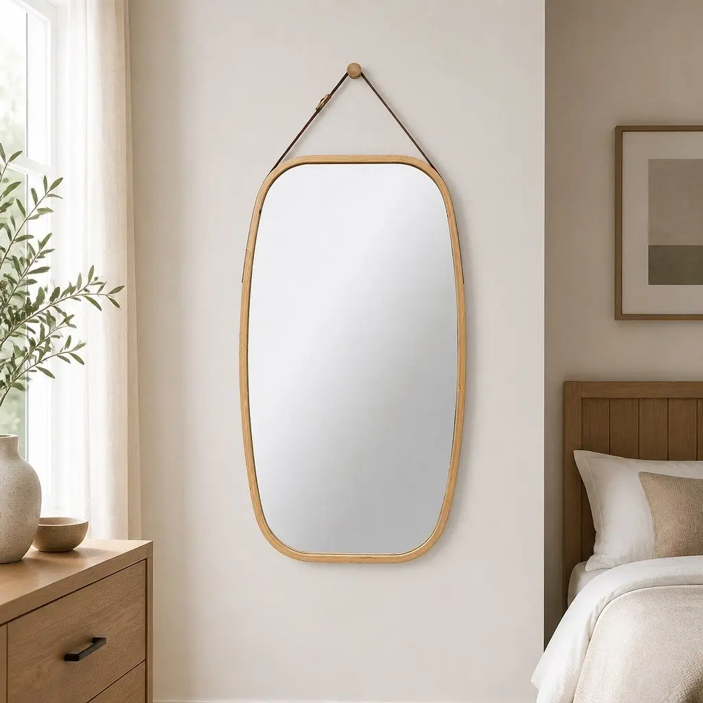 Bamboo Frame Mirror for Various Spaces