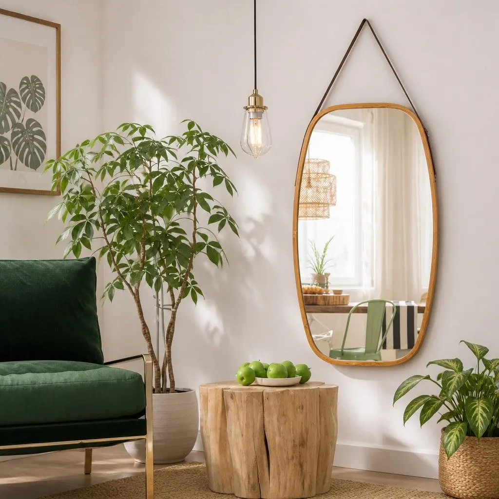 Bamboo Frame Mirror for Various Spaces