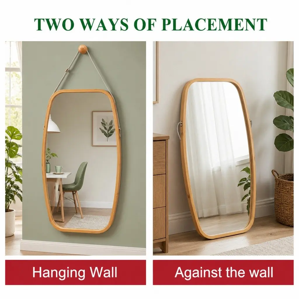 Bamboo Frame Mirror for Various Spaces