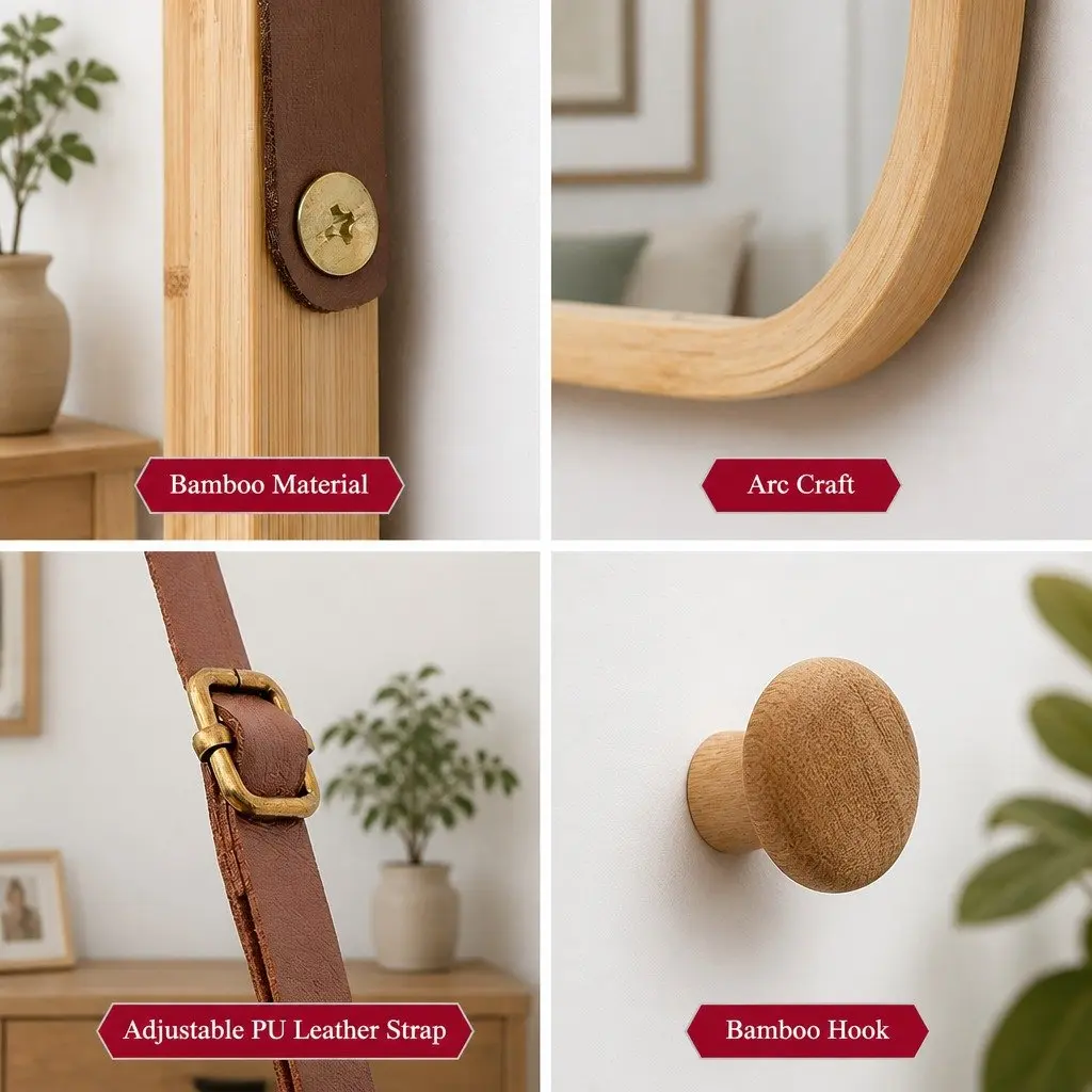 Bamboo Frame Mirror for Various Spaces