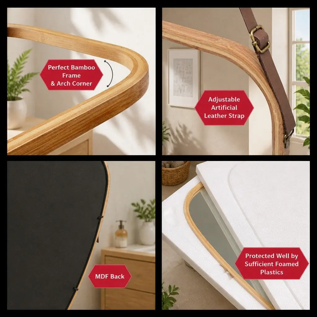 Bamboo Frame Mirror for Various Spaces