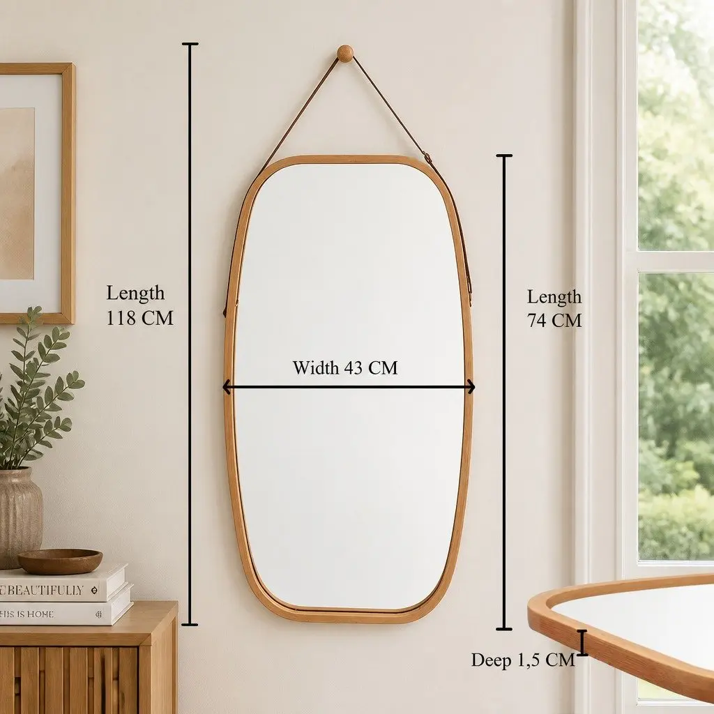 Bamboo Frame Mirror for Various Spaces