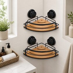 Shower Caddy Corner Shelf Rack 2 Tier Bathroom Storage Basket Suction Cup