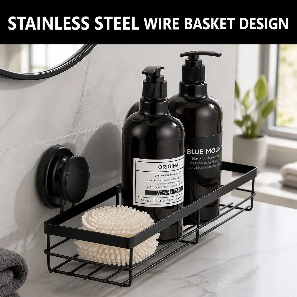 Corner Shower Caddy Basket Shelf Rack Organizer 2 Tier Waterproof Suction Cup 34 x 10 x 12 cm