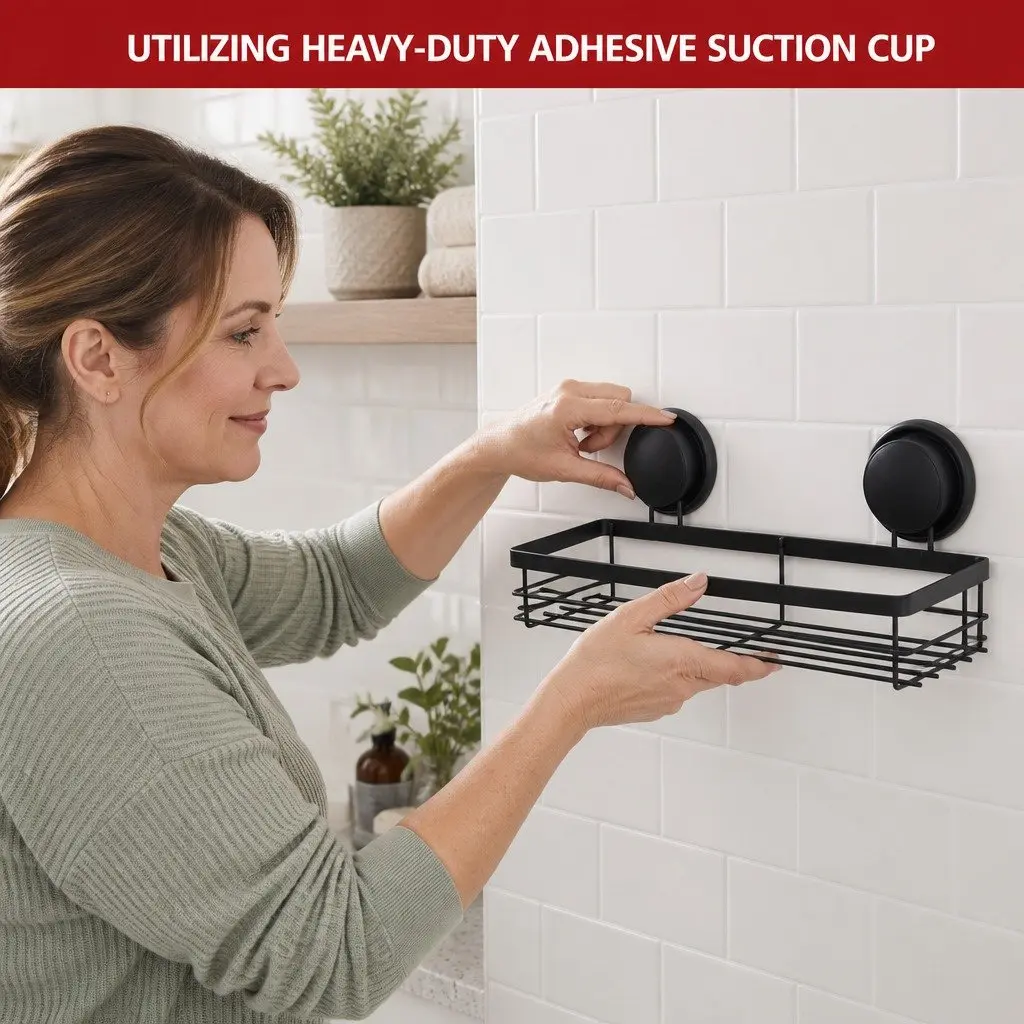 Corner Shower Caddy Basket Shelf Rack Organizer 2 Tier Waterproof Suction Cup 34 x 10 x 12 cm