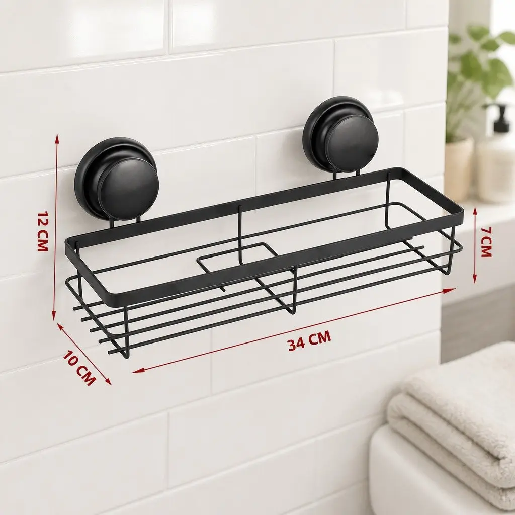 Corner Shower Caddy Basket Shelf Rack Organizer 2 Tier Waterproof Suction Cup 34 x 10 x 12 cm