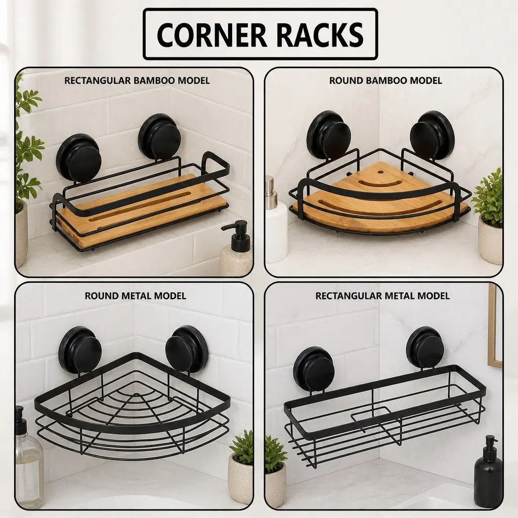 Corner Shower Caddy Basket Shelf Rack Organizer 2 Tier Waterproof Suction Cup 34 x 10 x 12 cm