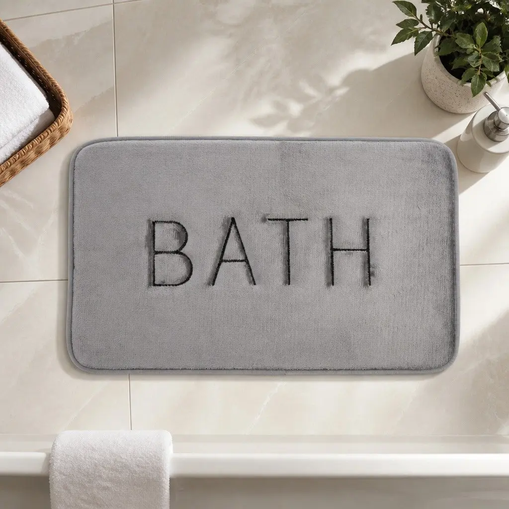 Bath Rug Mat Memory Foam Extra Thick Non-Slip Absorbent 60 x 40 cm Grey