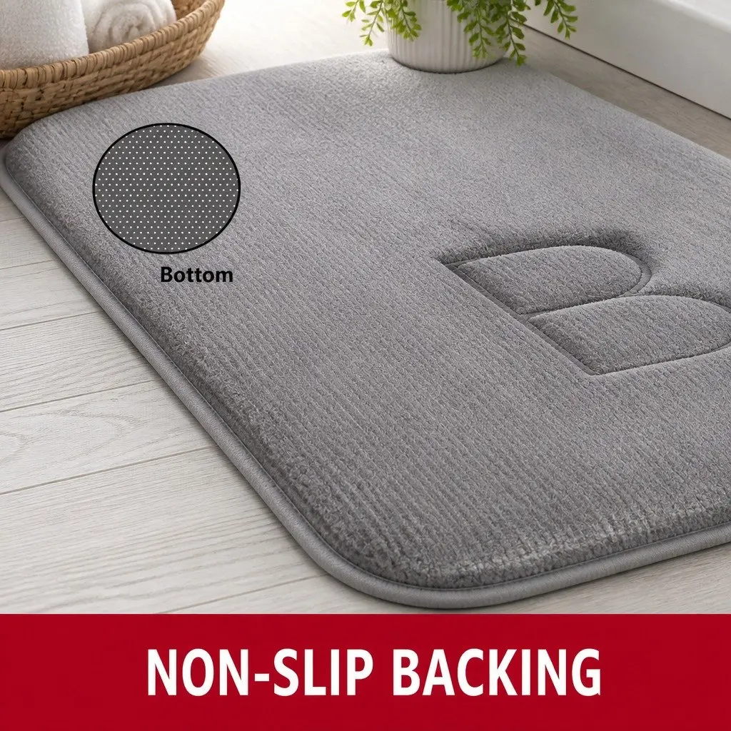 Bath Rug Mat Memory Foam Extra Thick Non-Slip Absorbent 60 x 40 cm Grey