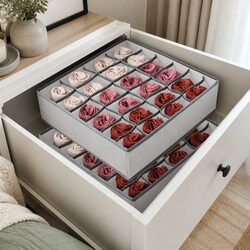 Drawer Organizer Storage Boxes Set of 2 Foldable Fabric Dividers for Socks