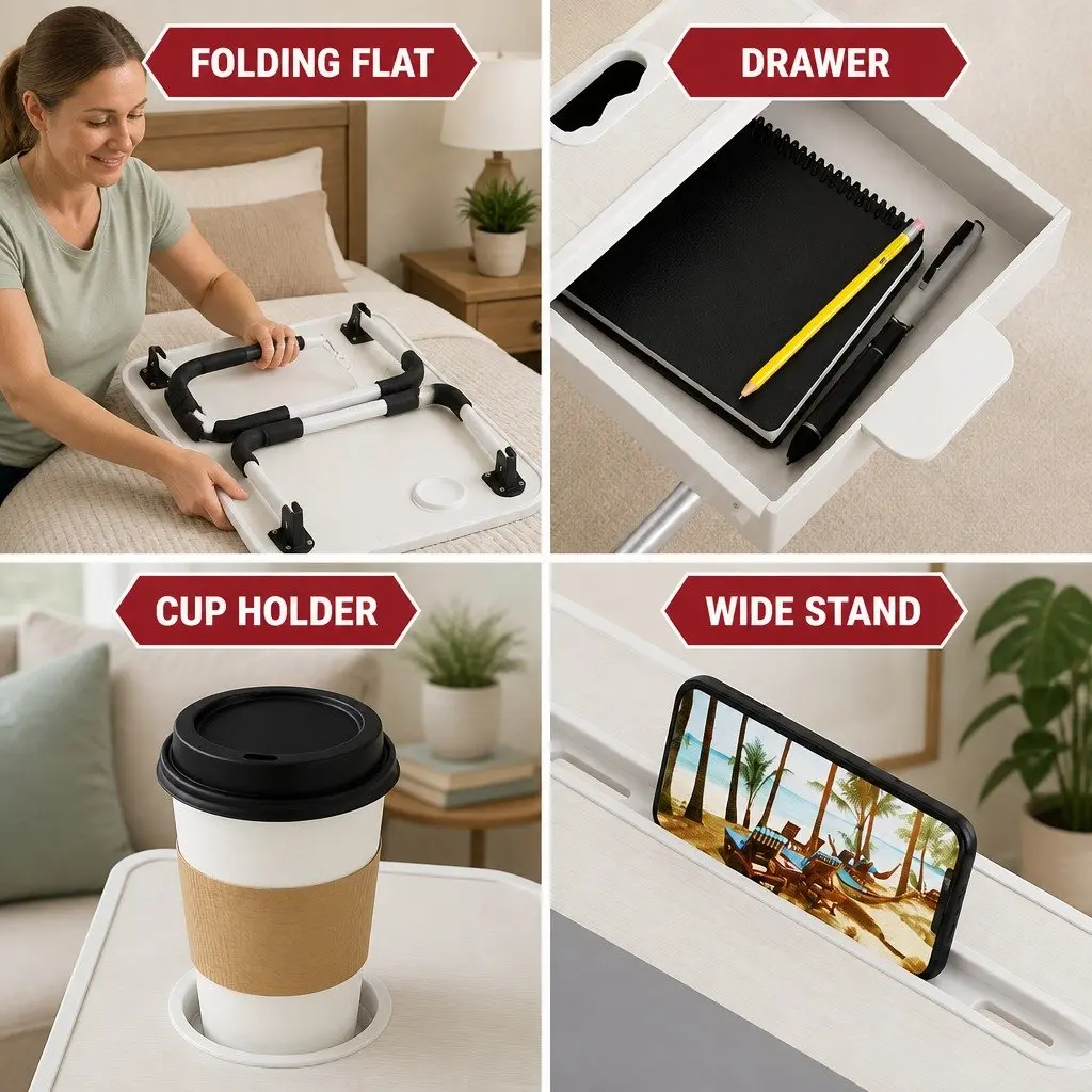 Laptop Bed Desk Foldable Portable Writing Table Storage Space Adults Kids Home