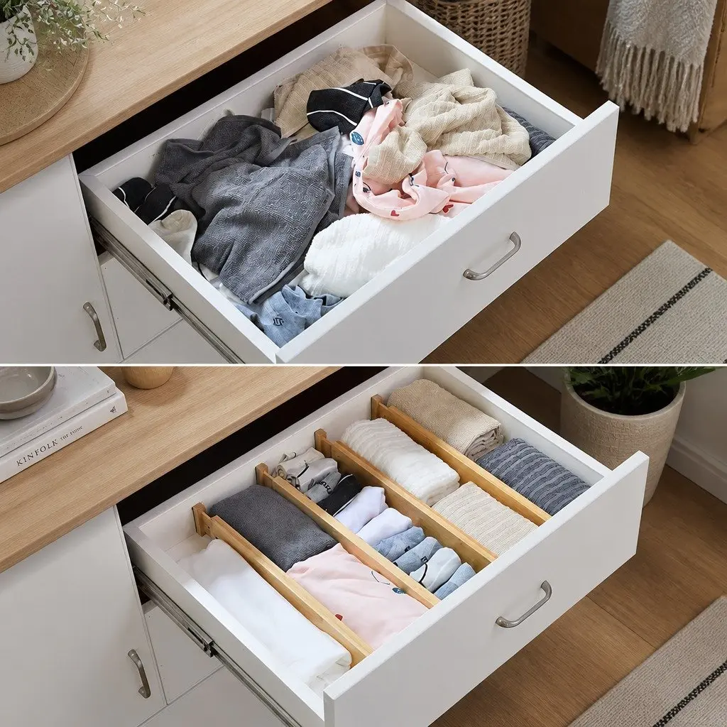 Kitchen Drawer Dividers 8 Pack Bamboo Adjustable Expandable Storage Organizer