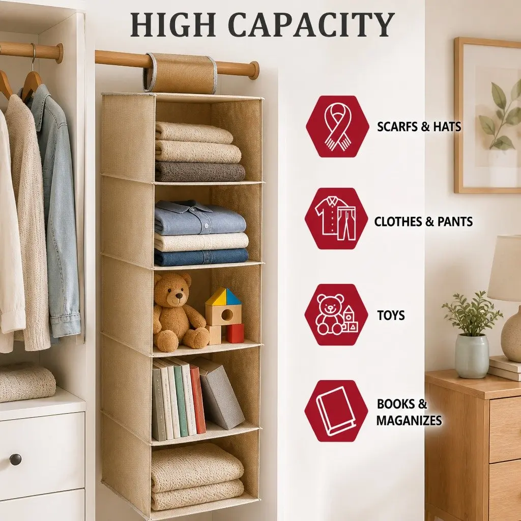 5-Tier Organizer for Closet and Home Use