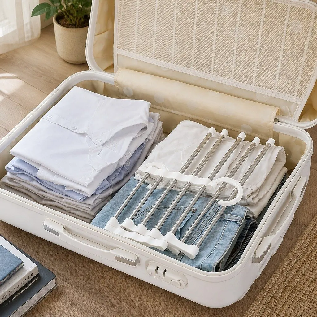 Pants Hangers Stainless Steel Adjustable 5-in-1 Non-Slip Closet Storage 4 Pack