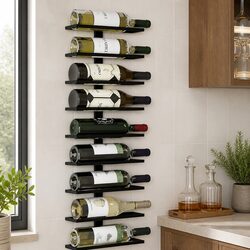 Wall-Mounted Wine Rack: Ideal for Home Bars and Kitchens