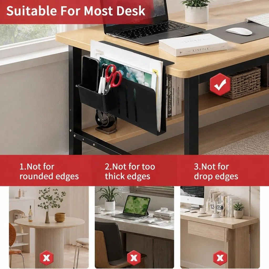 Under Desk Laptop Holder Carbon Steel 30 x 20 x 5 cm Black