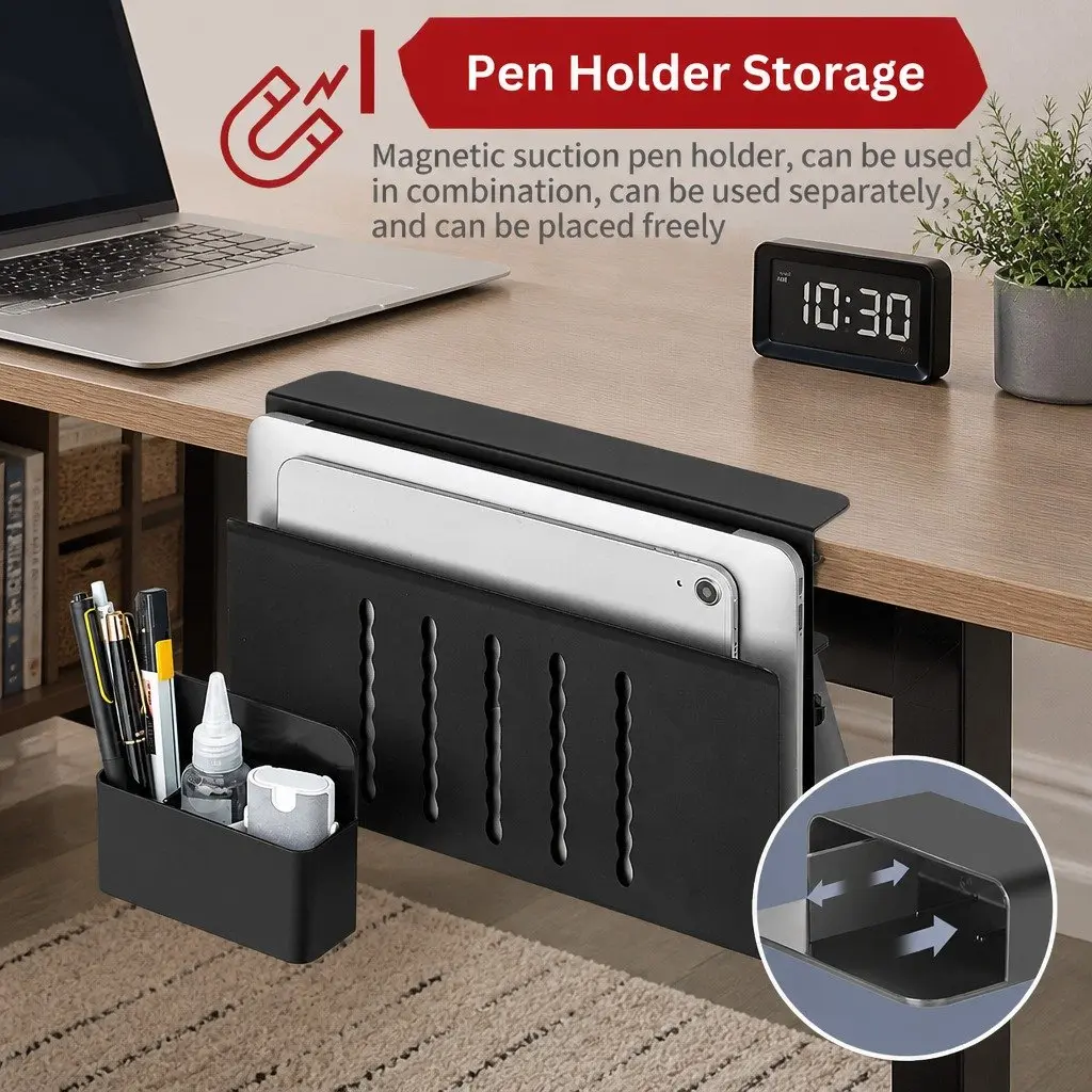 Under Desk Laptop Holder Carbon Steel 30 x 20 x 5 cm Black