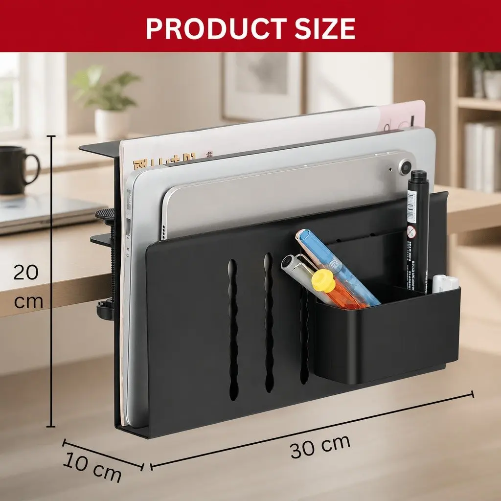 Under Desk Laptop Holder Carbon Steel 30 x 20 x 5 cm Black