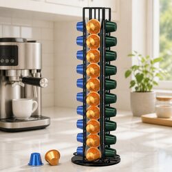 Coffee Pods Holder Storage Rotating Organiser 40 Capsule Capacity Kitchen