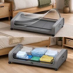 Under Bed Rolling Storage Containers Set 2 Pcs XXL 50L Capacity Wheels Organiser