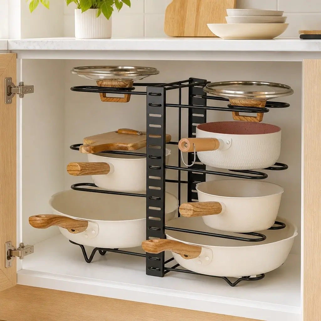 8-Tier Pan Rack for Kitchen Organization