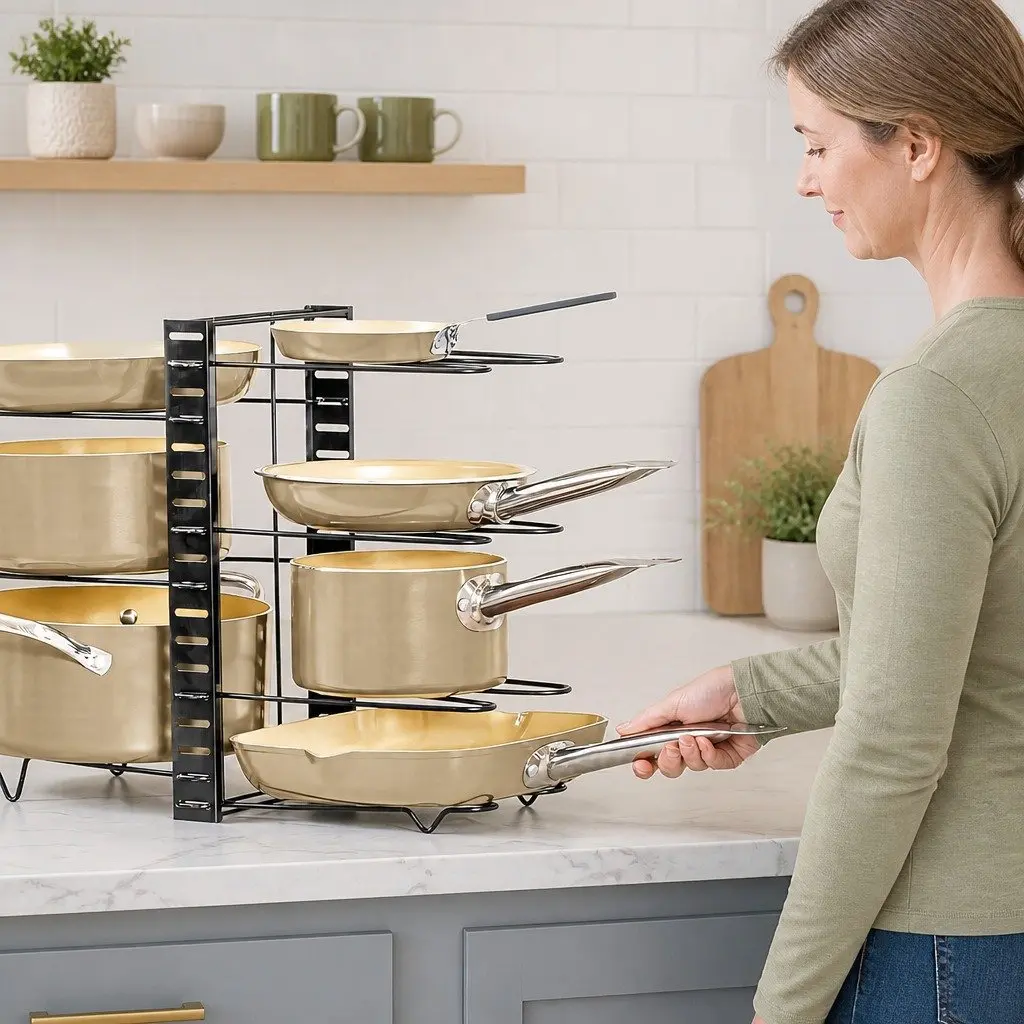 8-Tier Pan Rack for Kitchen Organization