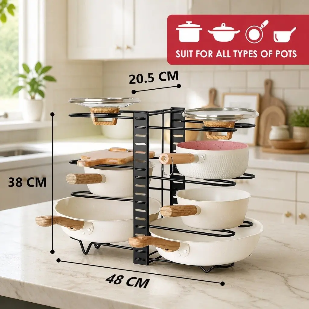8-Tier Pan Rack for Kitchen Organization