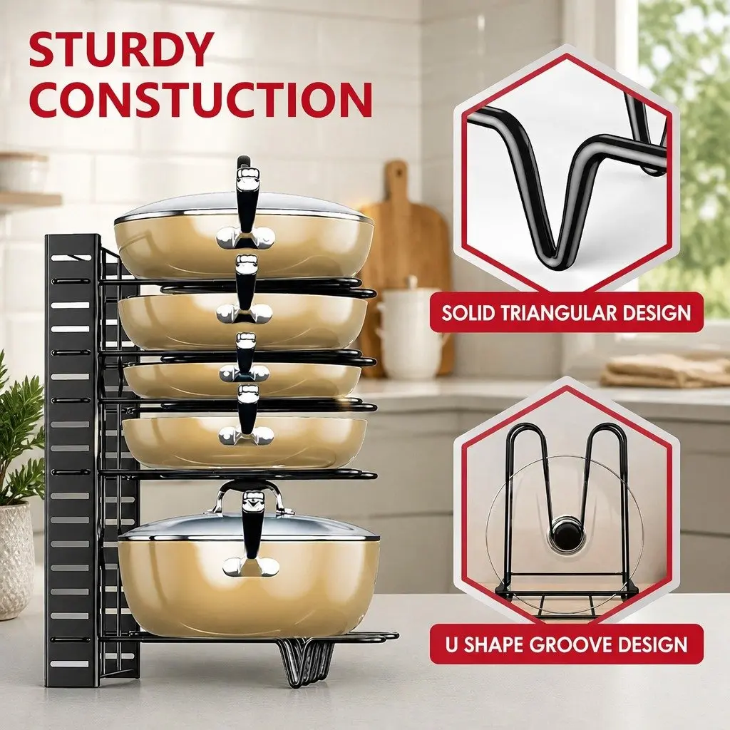 8-Tier Pan Rack for Kitchen Organization