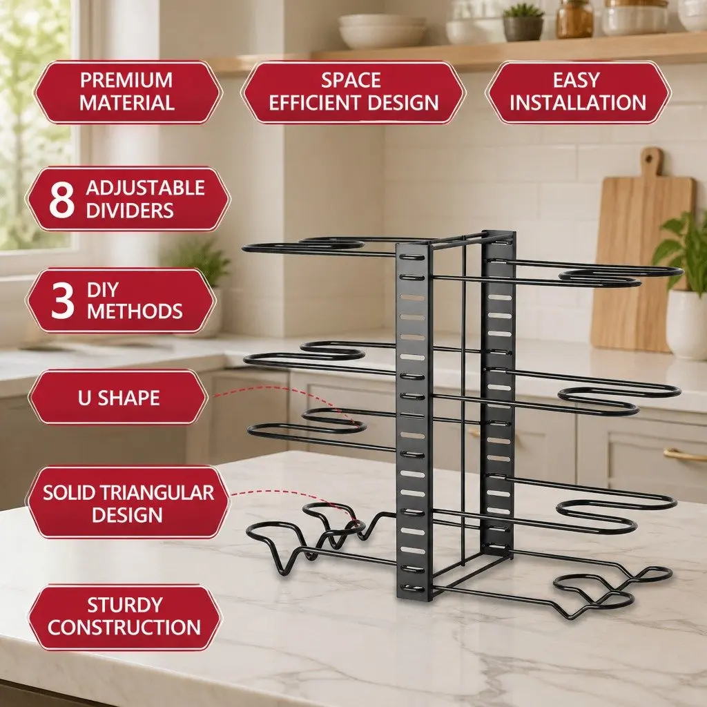 8-Tier Pan Rack for Kitchen Organization